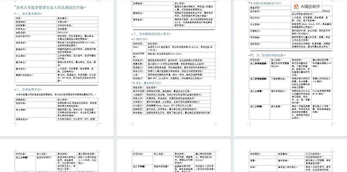 成长规划方案示例